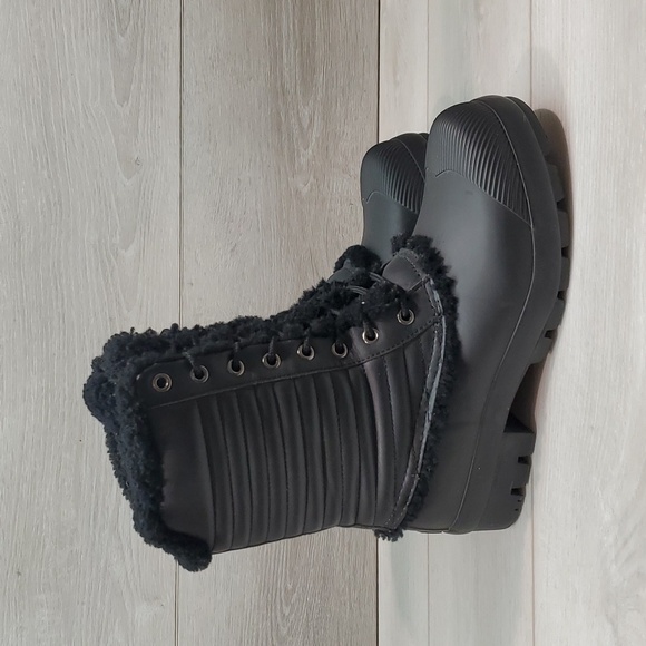 Hunter Womens Patent Pac Tall Rubber Sheepskin inside Boots shoes sz 10 - Picture 2 of 13